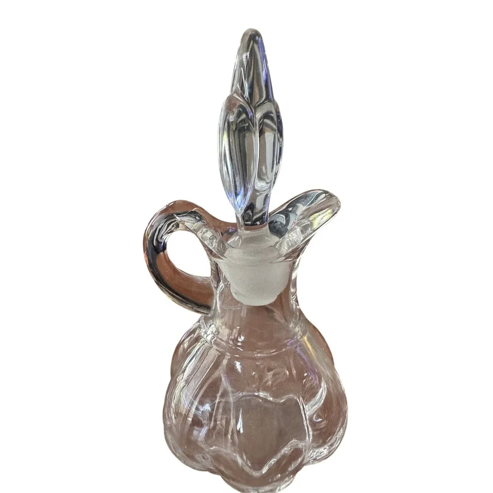 Vintage 50s Clear Glass Cruet Set Duncan and Miller with Stoppers 2pc EUC 4